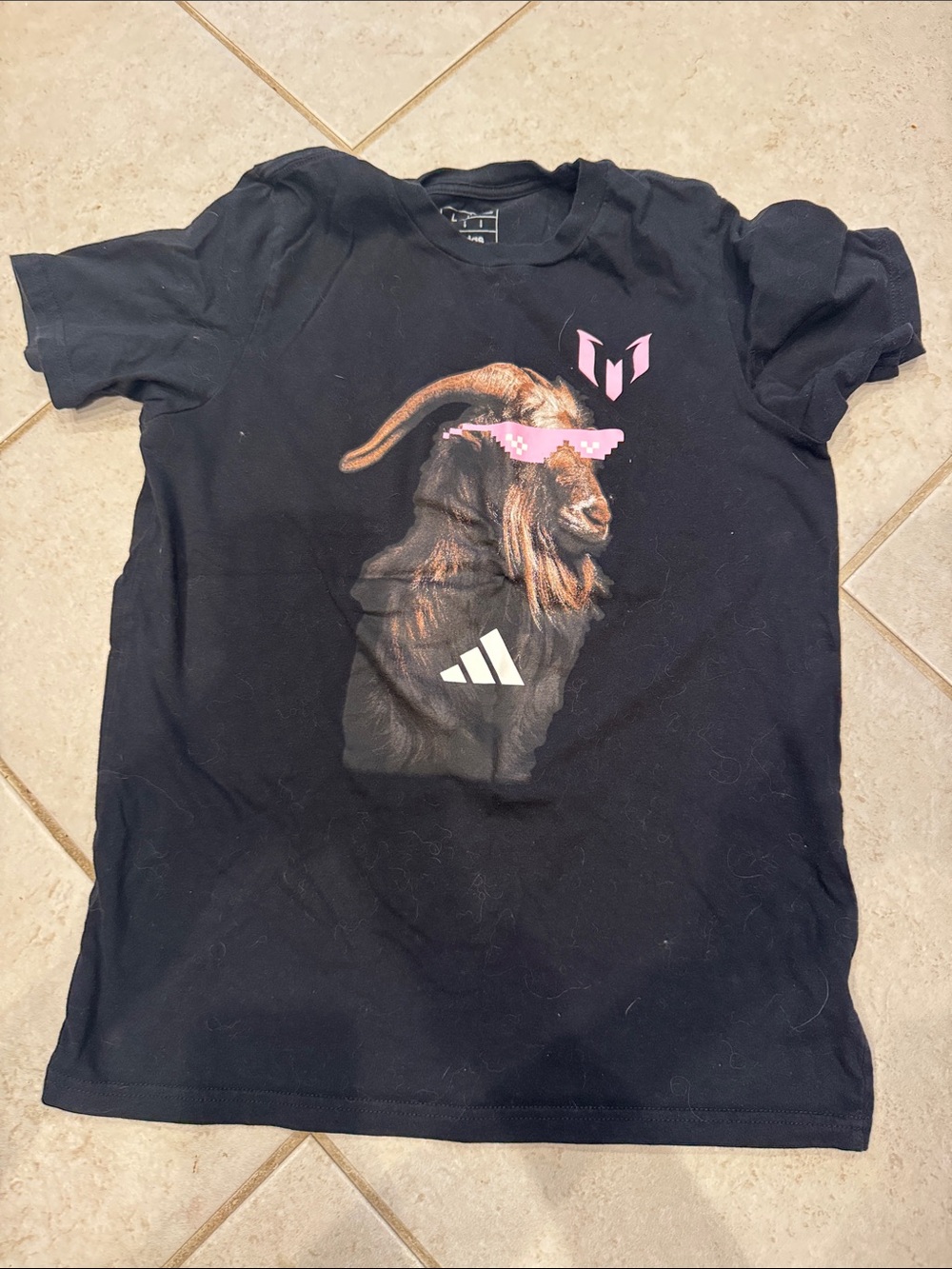 Adidas Kids Black Messi Goat Tee size large